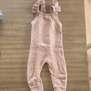 Jamie Kay Knit Pink Ruffle Strap Romper